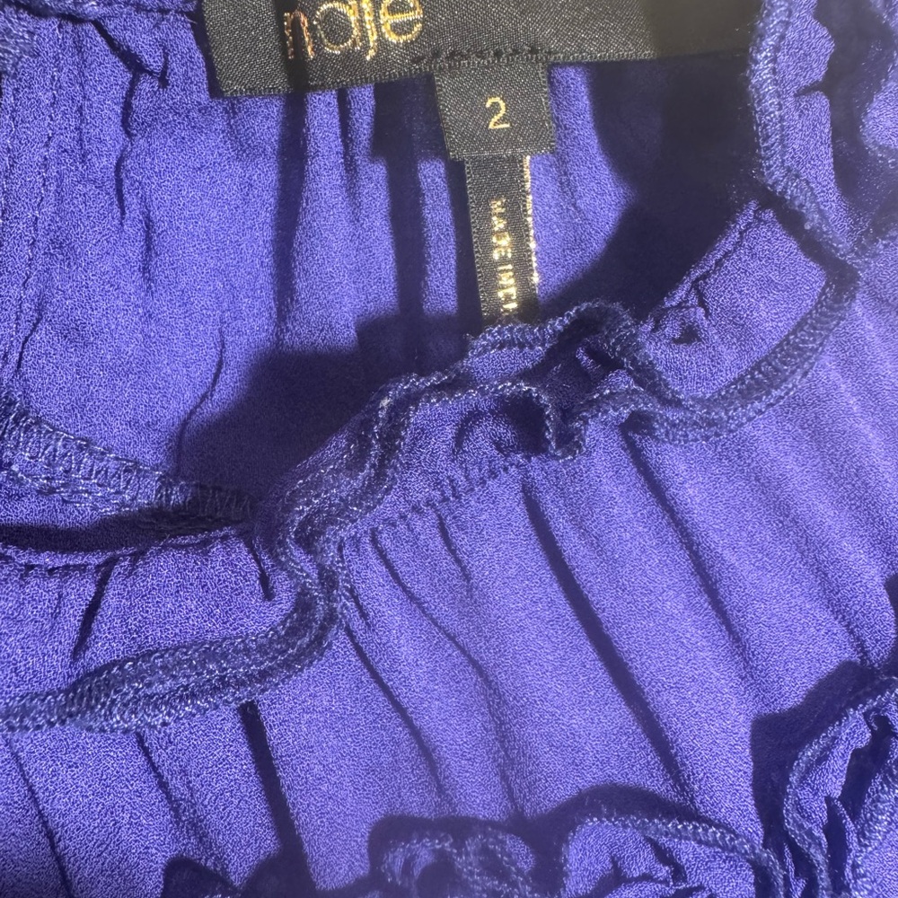 Maje Royal Blue Ruffled Blouse - Picture 4 of 5